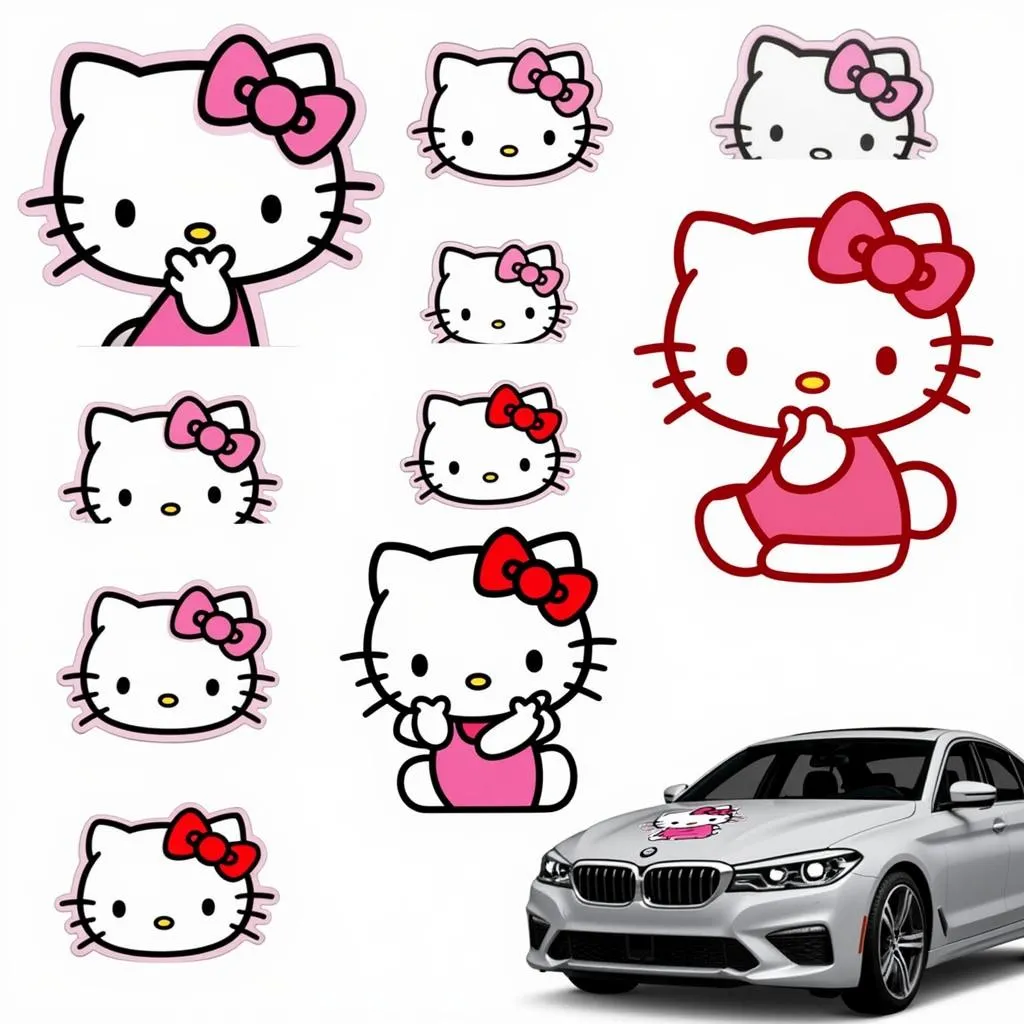 Hello Kitty car decals in different sizes