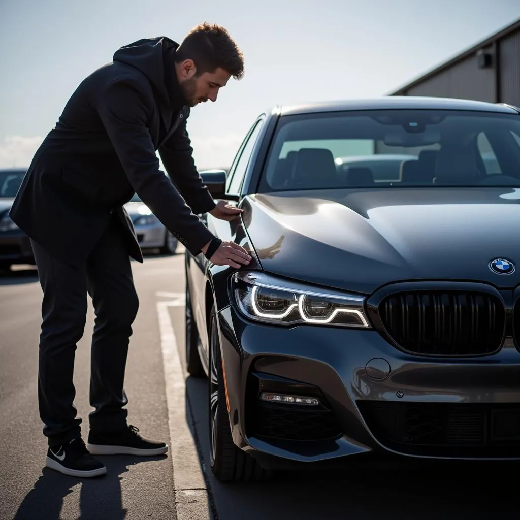 Inspecting a BMW at a Repo Auction