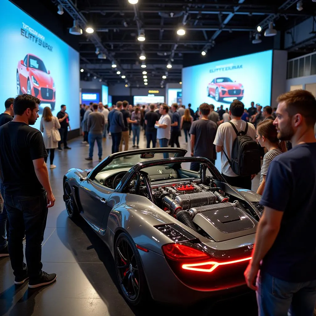 Visitors Engaging with Interactive Exhibit at Brea Car Show