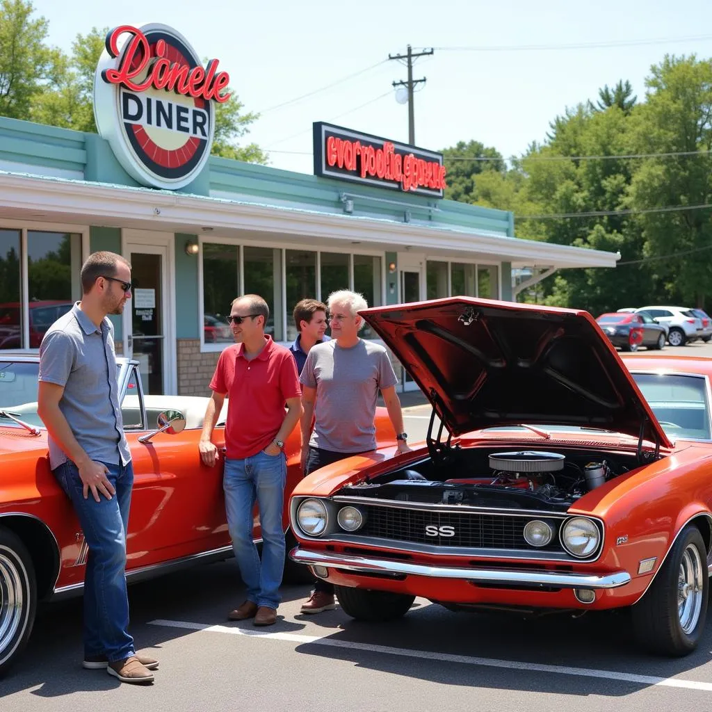 Members of the Lancaster Old Car Club gathered at a local diner for a casual meet-up