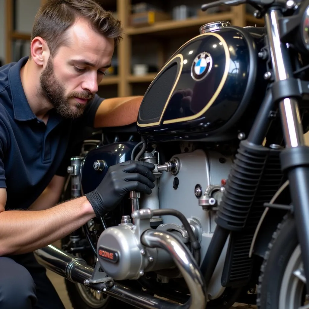 Mechanic Inspecting BMW Engine