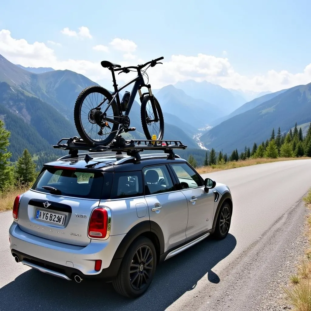 Mini Countryman with Roof Rack and Bike