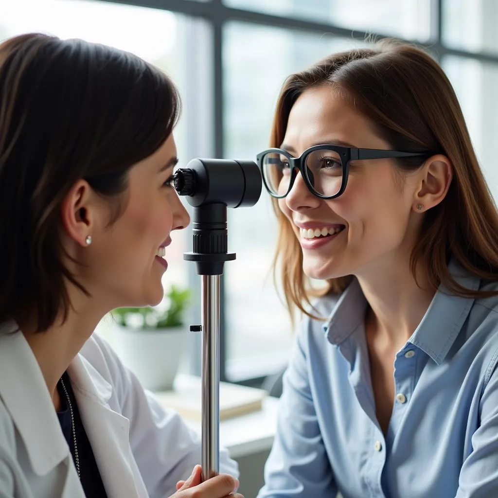 Optometrist Examining Patient's Eyes