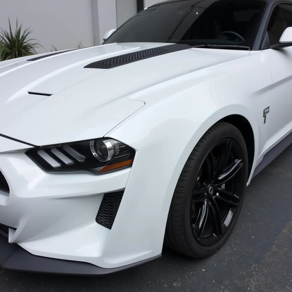 Pearl White Car Wrap on a Sports Car