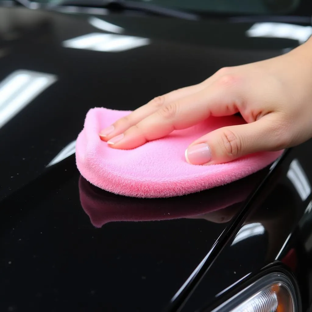 Applying Pink Car Wax