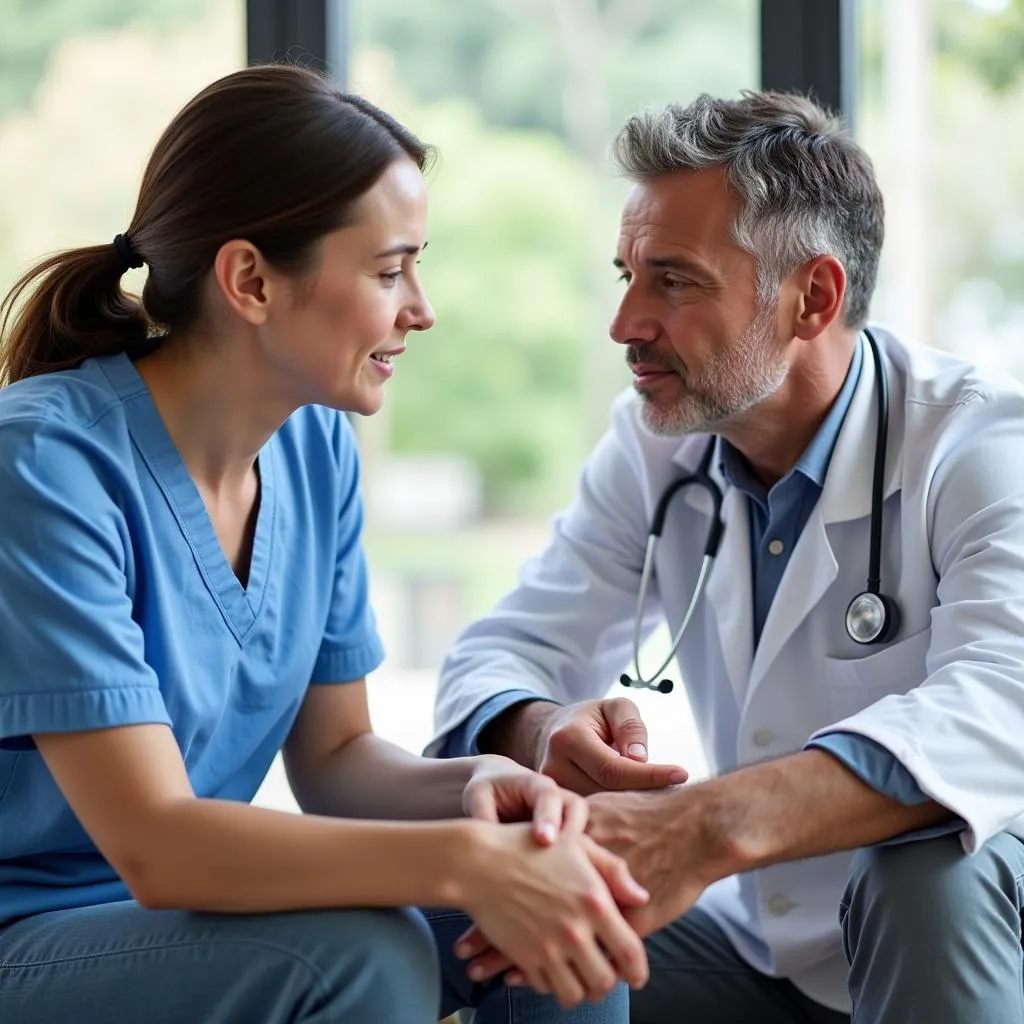 Friendly doctor consulting with a patient at a Pocatello urgent care center