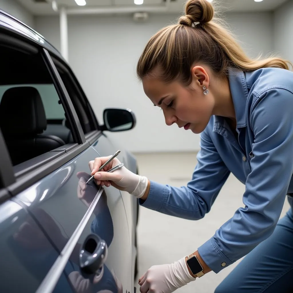 Professional car stripe installation