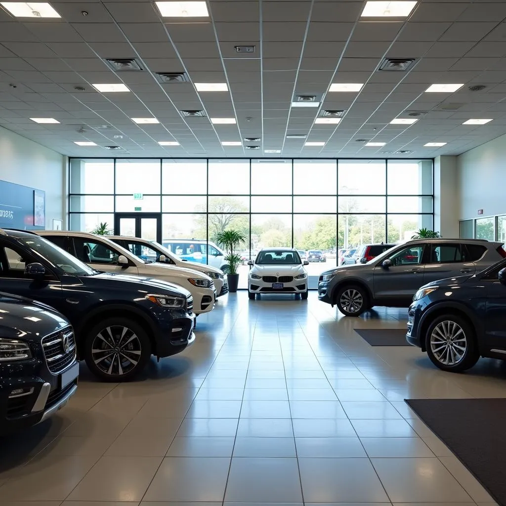 Modern car dealership showroom in Rushville, Indiana