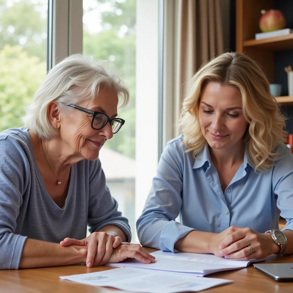 Senior woman in consultation for home care services