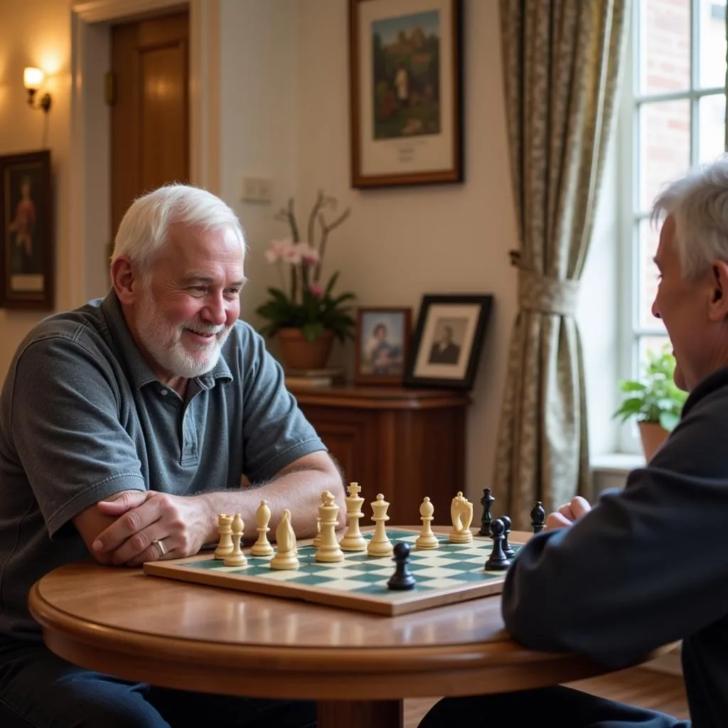 Senior Playing Chess in a Care Home