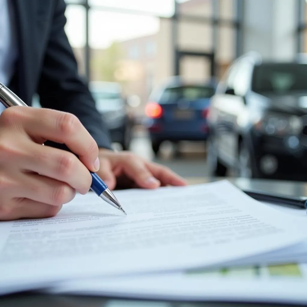 Shreveport resident signing a car rental agreement