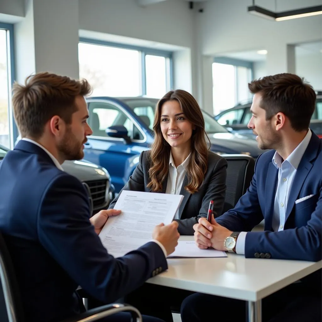 Signing Contract for Used Car Purchase