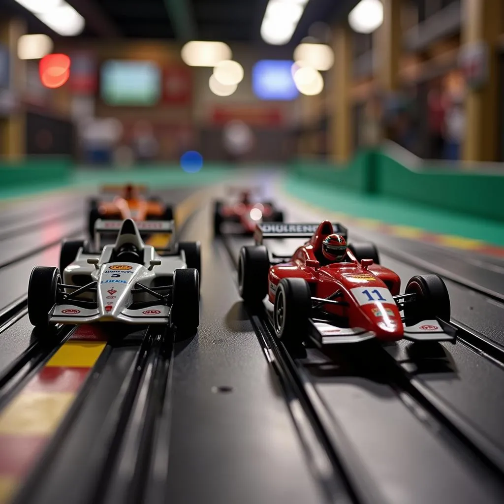 Slot Cars Racing on a Track