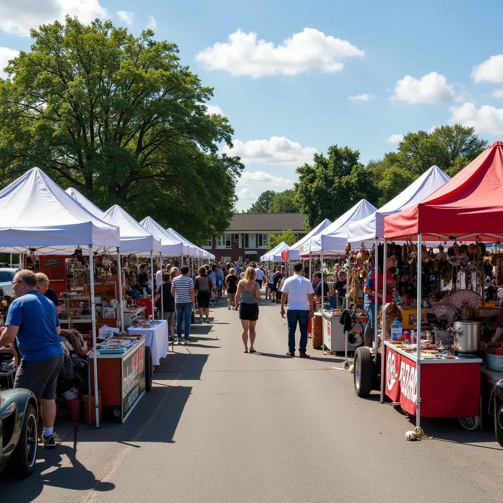 Busy Swap Meet Vendors and Shoppers