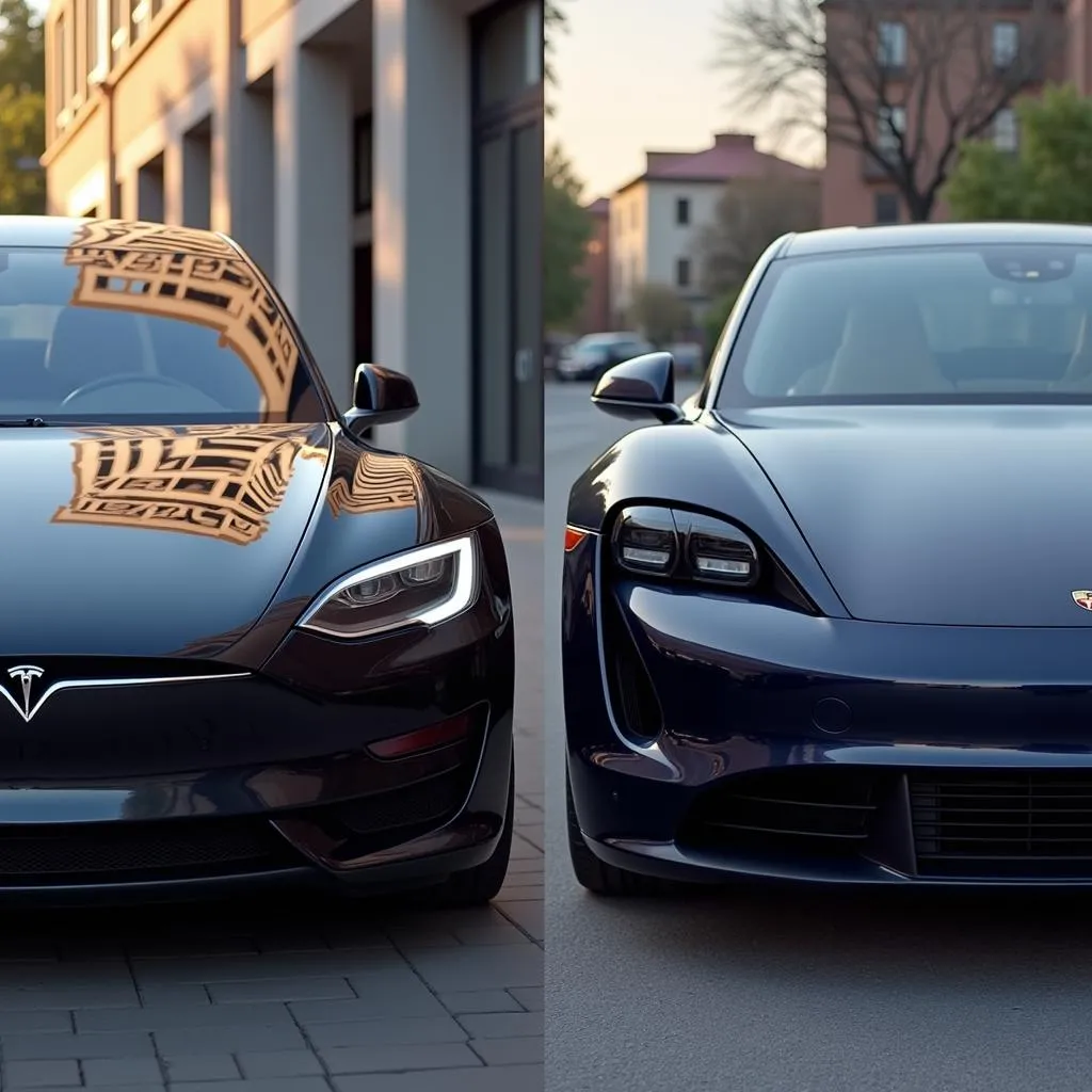 Tesla Model S and Porsche Taycan comparison