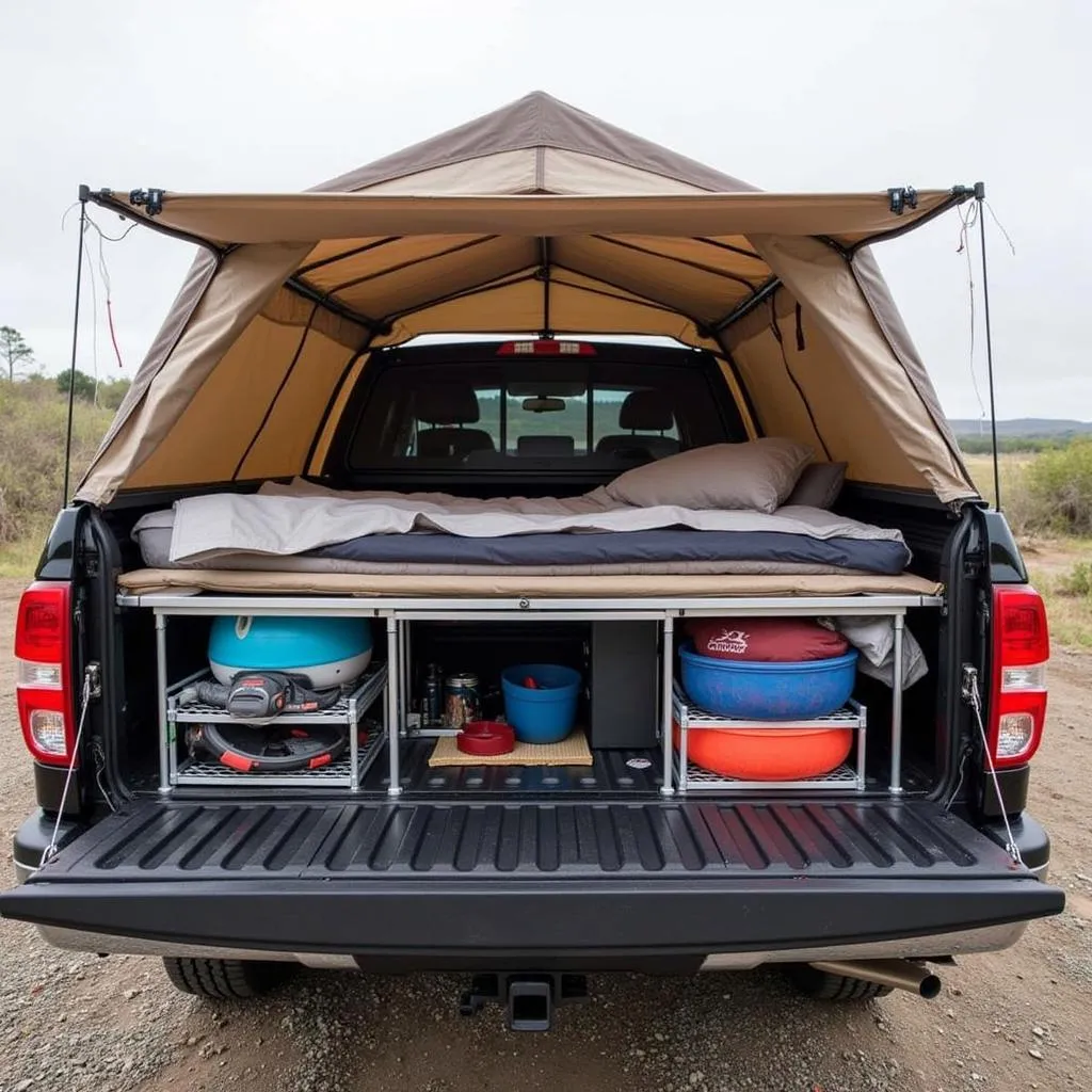 Truck Bed Camping Setup