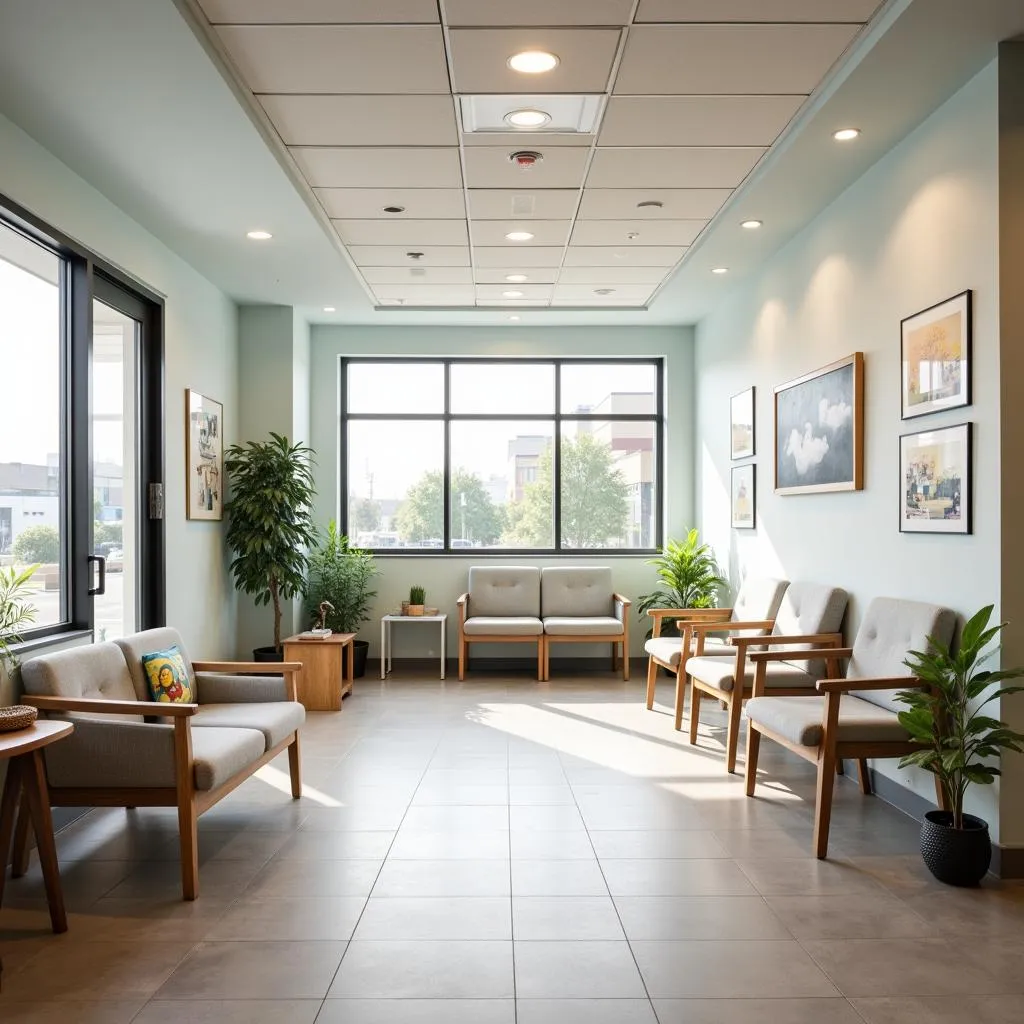 Spacious and well-lit waiting area in an urgent care facility