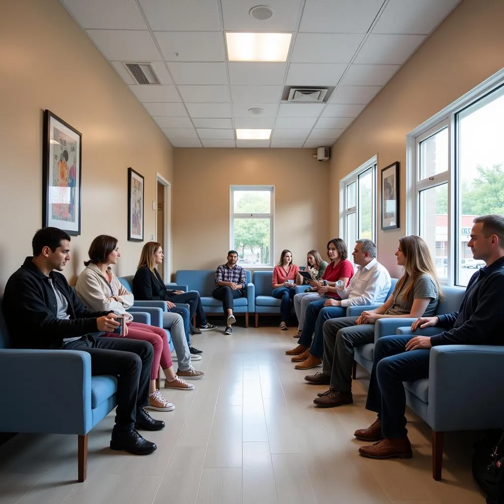 Patients waiting in an urgent care waiting room