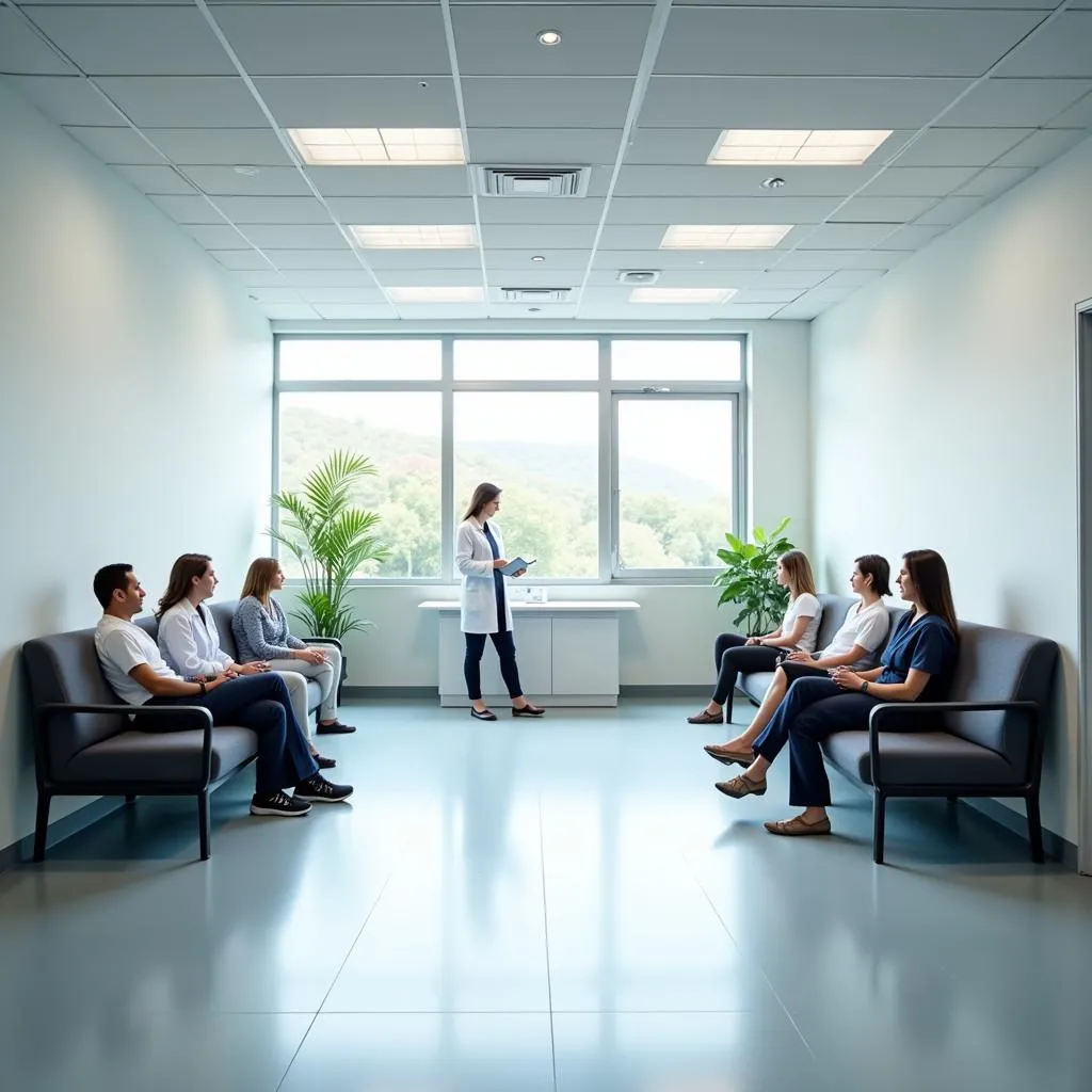 Modern and welcoming waiting room at an urgent care center