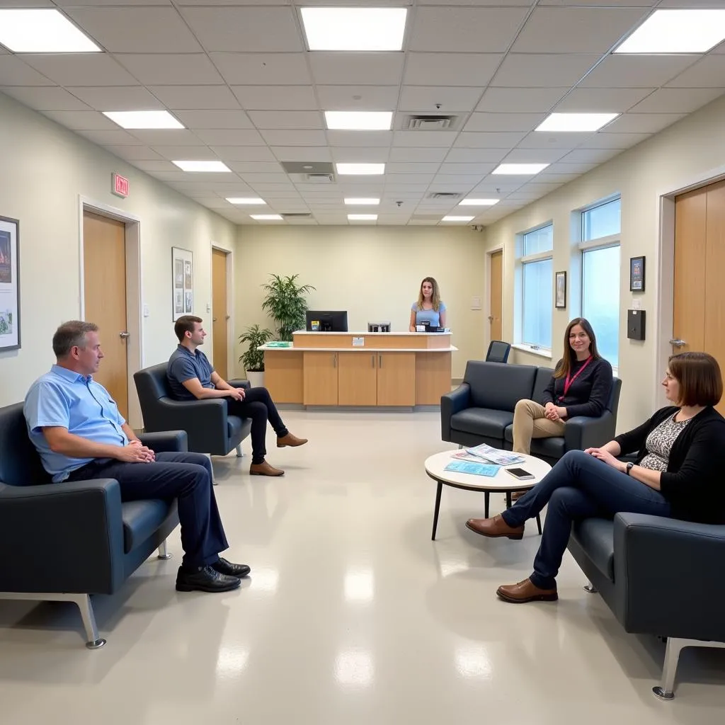 Patients waiting in an urgent care waiting room