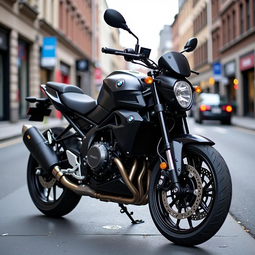 Used BMW G310R parked on a city street