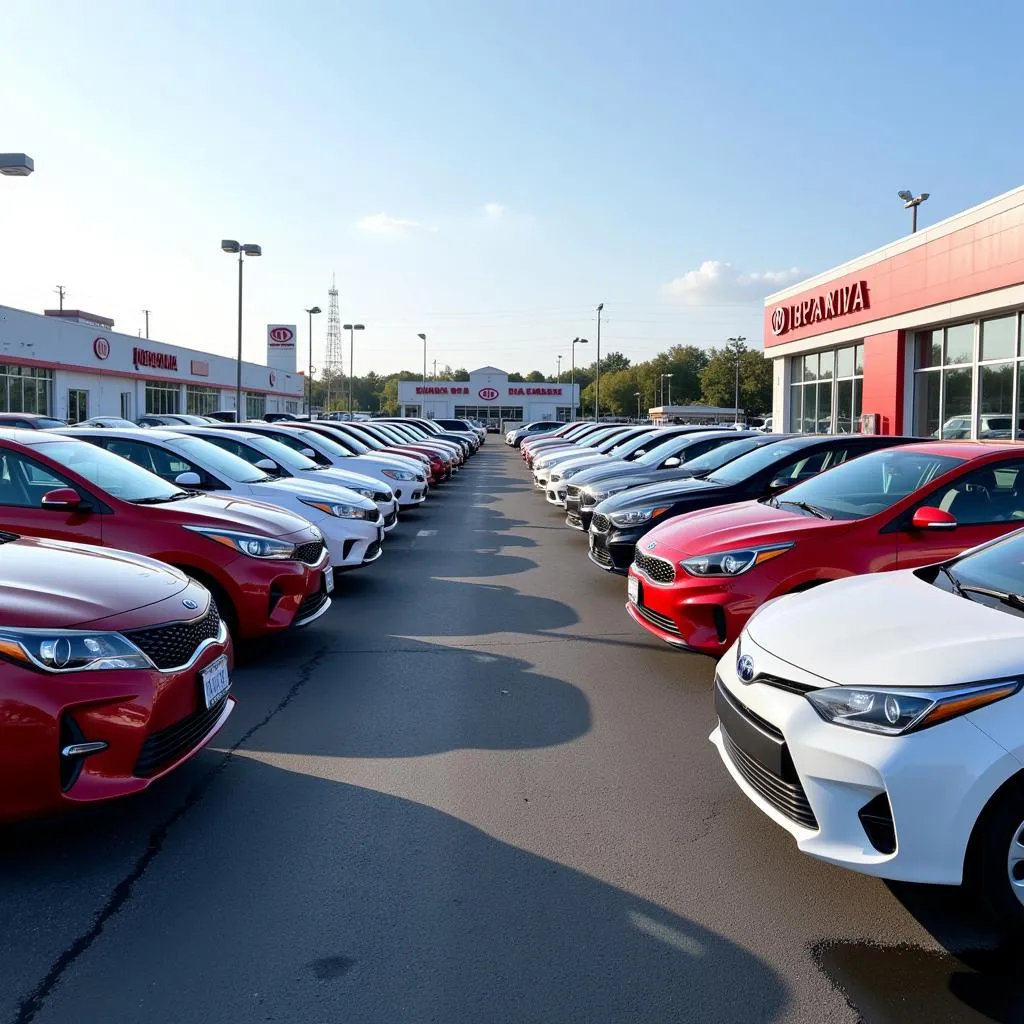 Used cars lined up at Benson Kia