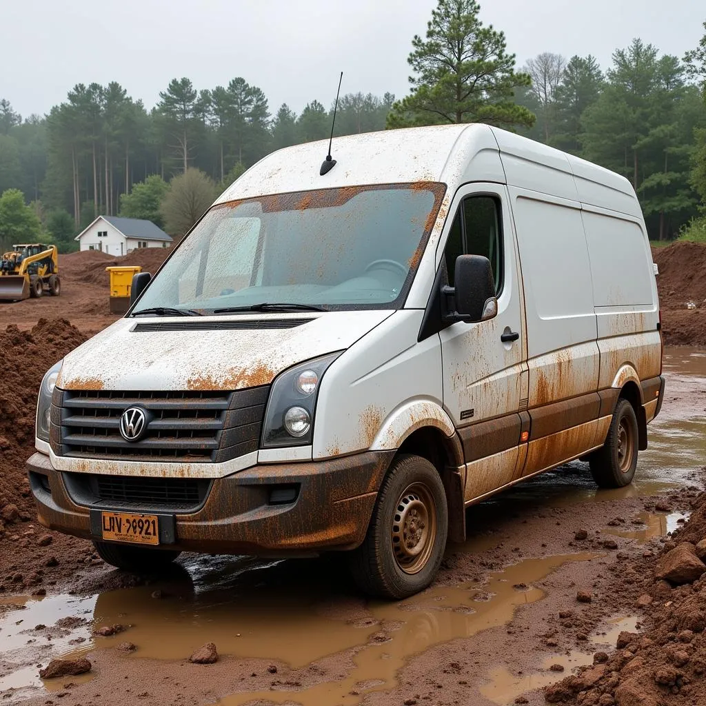 Van Covered in Mud