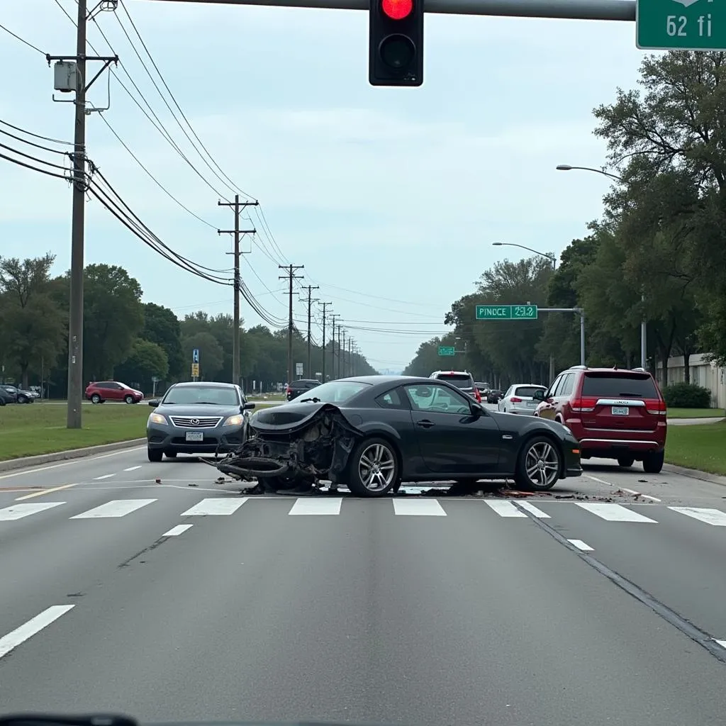 Car accident scene in Venice, FL