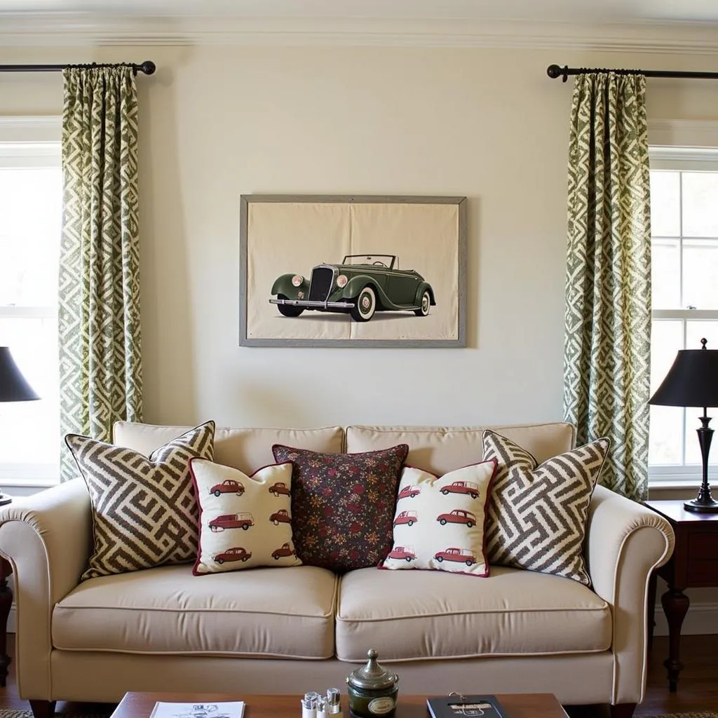 Vintage car fabric used for home decor