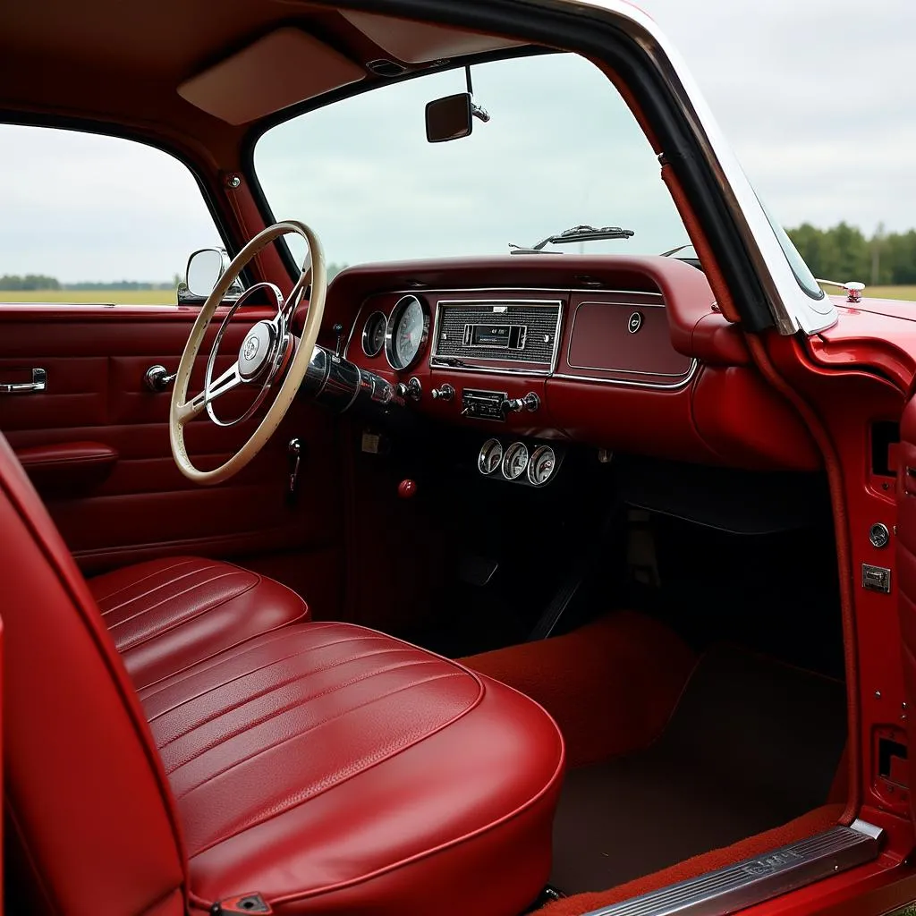 Detail of a Vintage Car Interior at a Butler Car Show