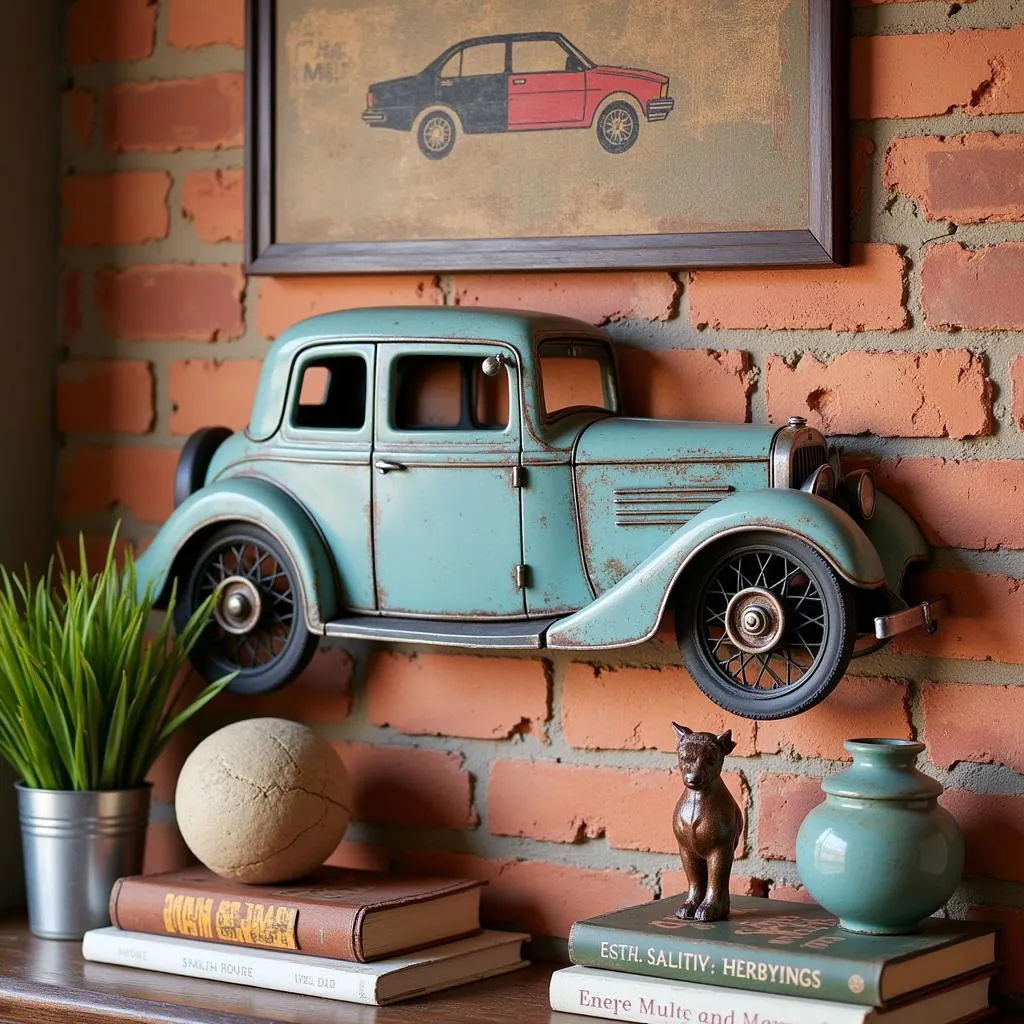 Vintage metal car wall decor