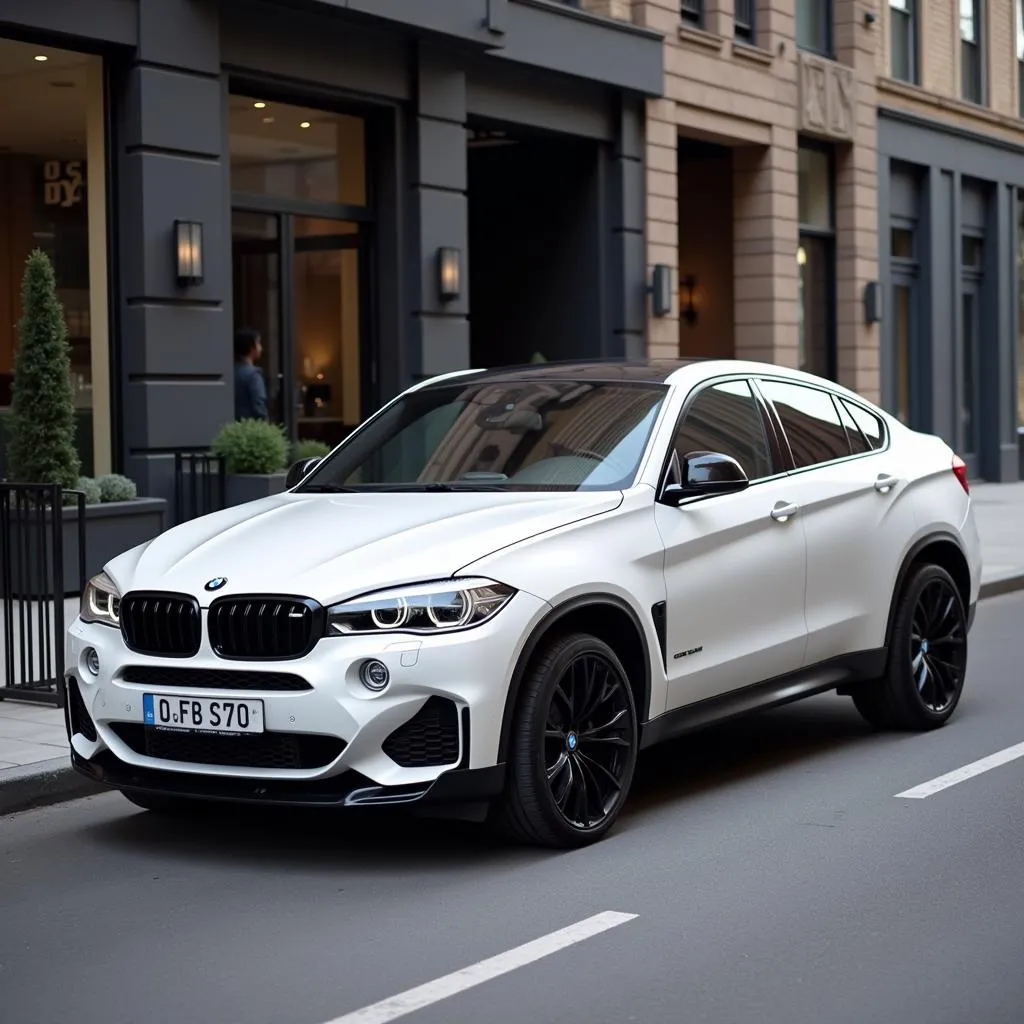 White Matte BMW on City Street