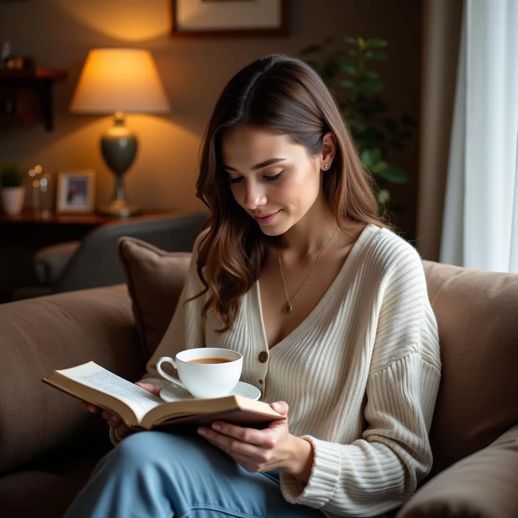 Woman Relaxing with Tea