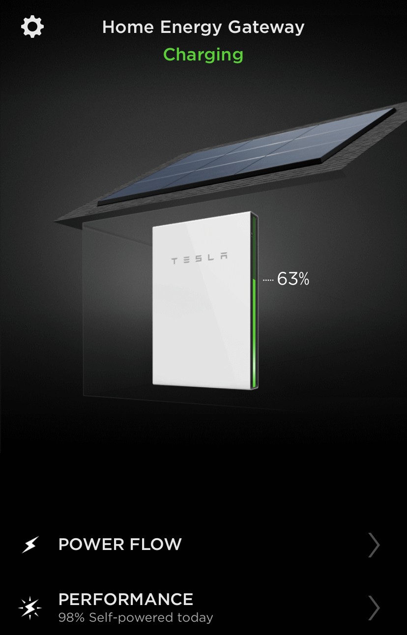 Tesla App Energy Usage Screen