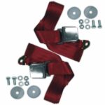 Red Universal 72 inch Lap Seat Belts with Chrome Latch Hardware for Hot Rod VW Customization