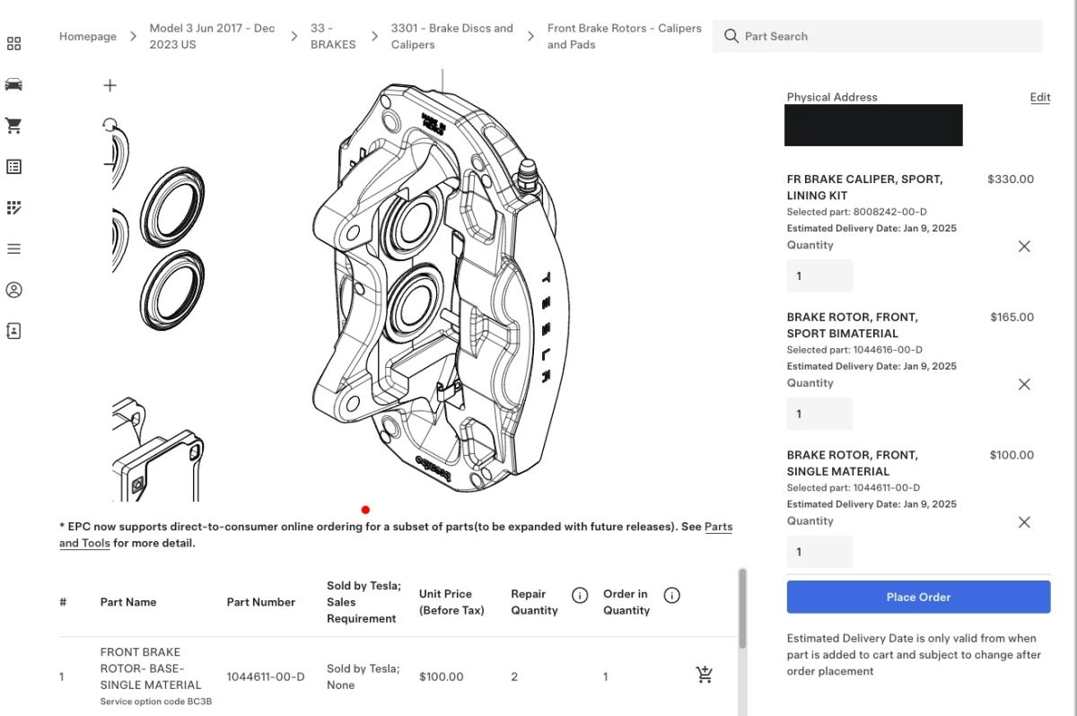 Tesla Electronic Parts Catalog Interface