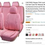 Pink car seat covers to protect car interior and add barbie style